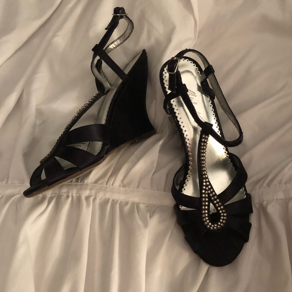 Black formal wedges size 6.5